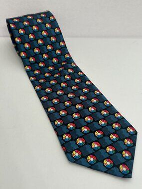 Vintage Colorful Abstract Geometric Men's Tie Unique Pinwheel Blue Red Korea